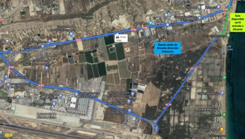 Itinerario alternativo hacia el Aeropuerto-Urbanova 