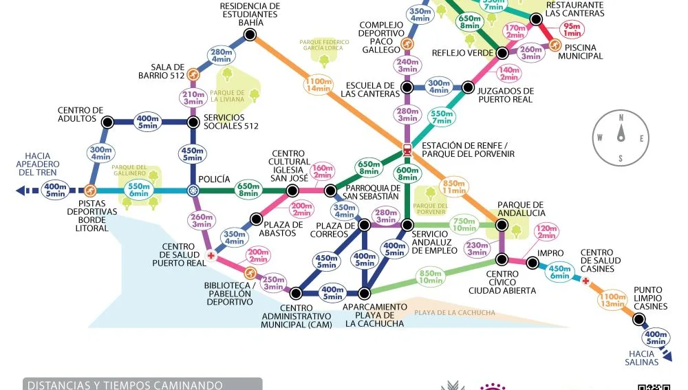 Mapa del nuevo metrominuto de Puerto Real