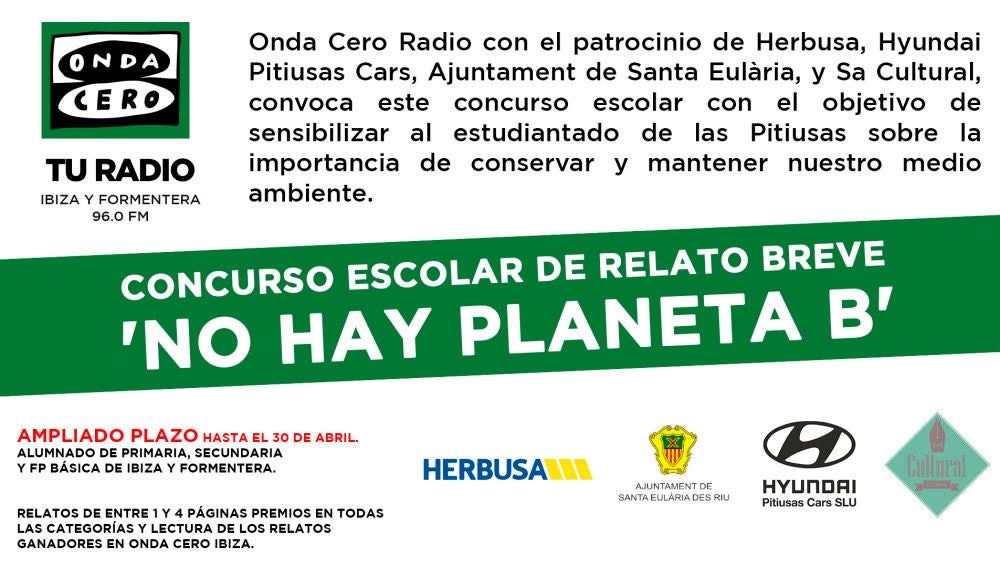El concurso de relato escolar de Onda Cero 'No hay planeta B' ya tiene ganadores El concurso de relato escolar de Onda Cero 'No hay planeta B' ya tiene ganadores