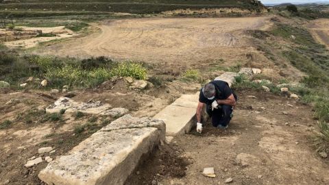 Trabajos en la ciudad romana de Los Bañales Trabajos en la ciudad romana de Los Bañales