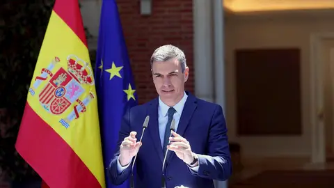 El presidente del Gobierno, Pedro Sánchez durante su comparecencia El presidente del Gobierno, Pedro Sánchez durante su comparecencia