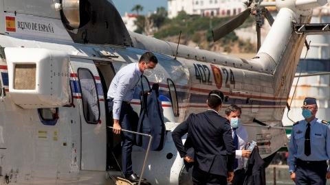 Pedro S&aacute;nchez, a su llegada a Ceuta