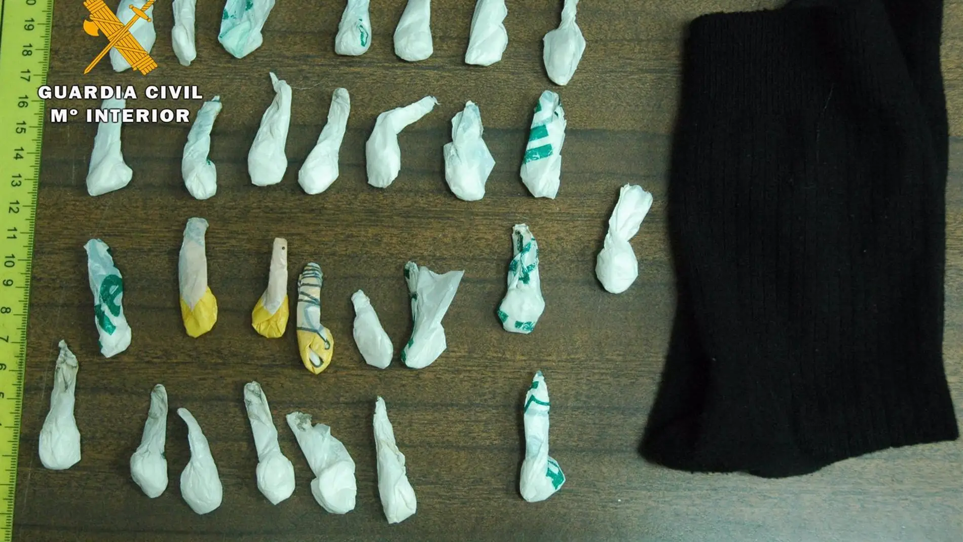 Imagen de archivo de papelilas de cocaína intervenidas por la Guardia Civil 