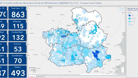 Mapa de incidencia de la Covid-19 en cada provincia de CLM Mapa de incidencia de la Covid-19 en cada provincia de CLM