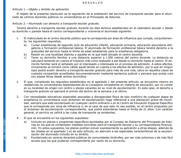 El sábado 22 de mayo entra en vigor la nueva regulación del transporte escolar en Asturias El sábado 22 de mayo entra en vigor la nueva regulación del transporte escolar en Asturias