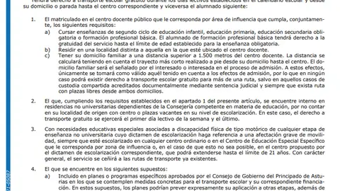 El sábado 22 de mayo entra en vigor la nueva regulación del transporte escolar en Asturias El sábado 22 de mayo entra en vigor la nueva regulación del transporte escolar en Asturias