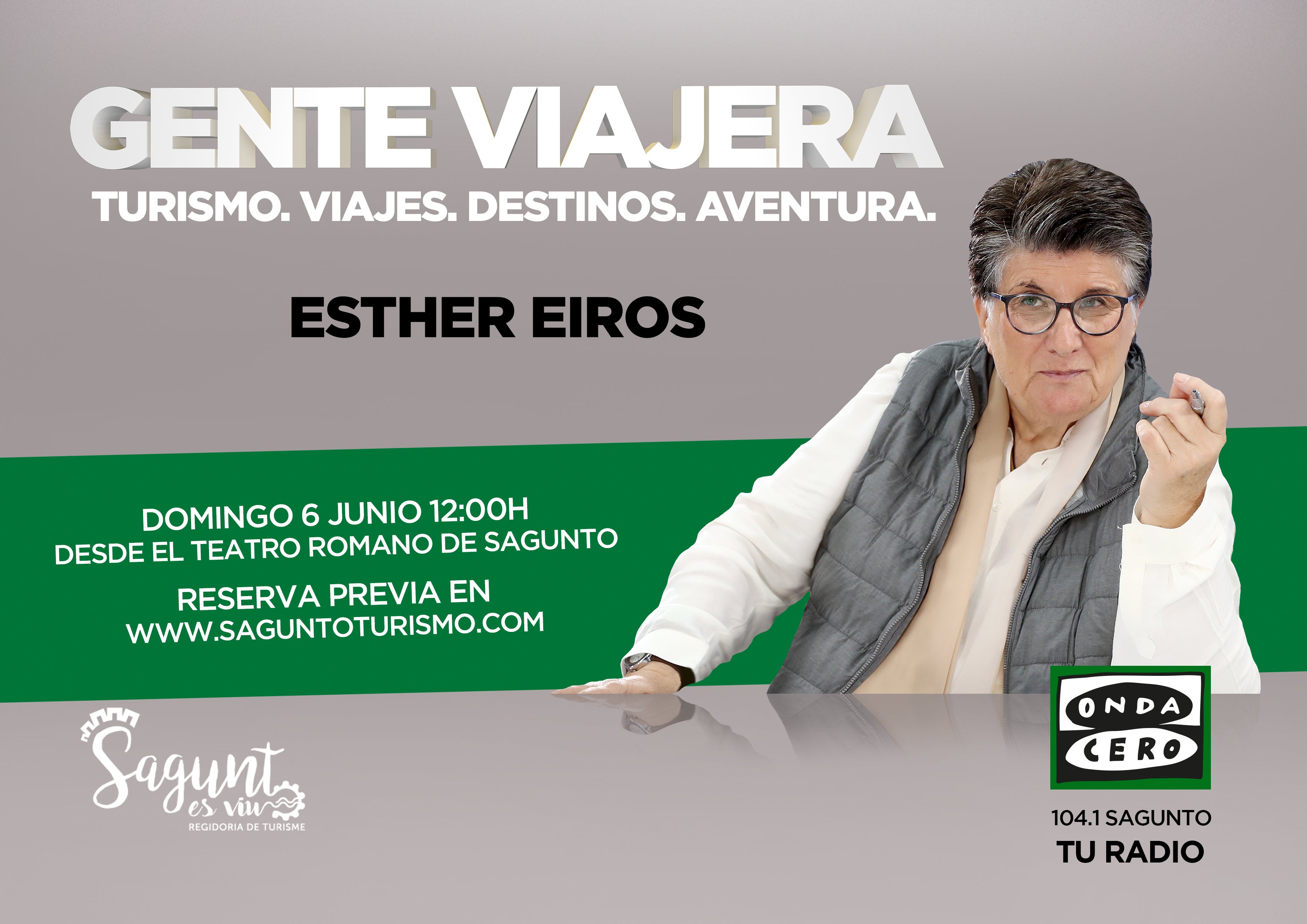 Gente Viajera, con Esther Eiros se emitirá en directo desde el Teatro Romano de Sagunto el domingo 6 de Junio Gente Viajera, con Esther Eiros se emitirá en directo desde el Teatro Romano de Sagunto el domingo 6 de Junio