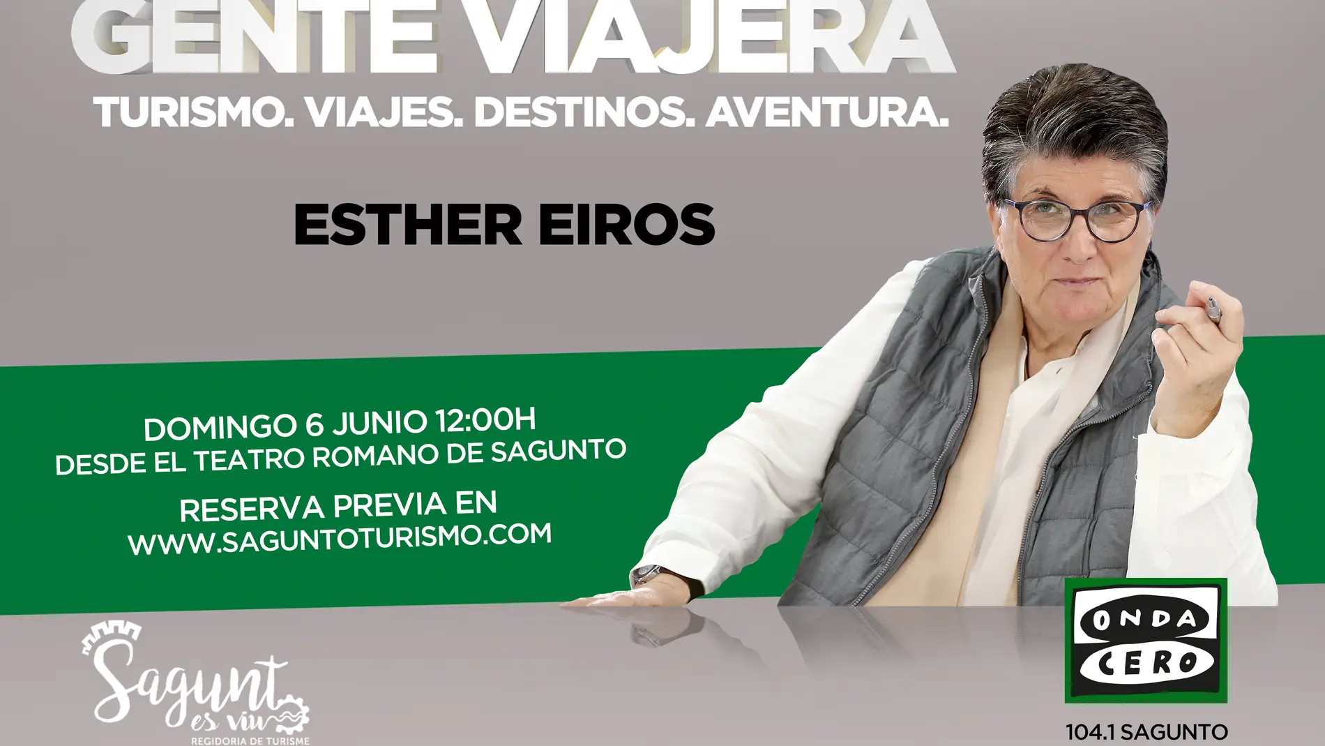 Gente Viajera, con Esther Eiros se emitirá en directo desde el Teatro Romano de Sagunto el domingo 6 de Junio