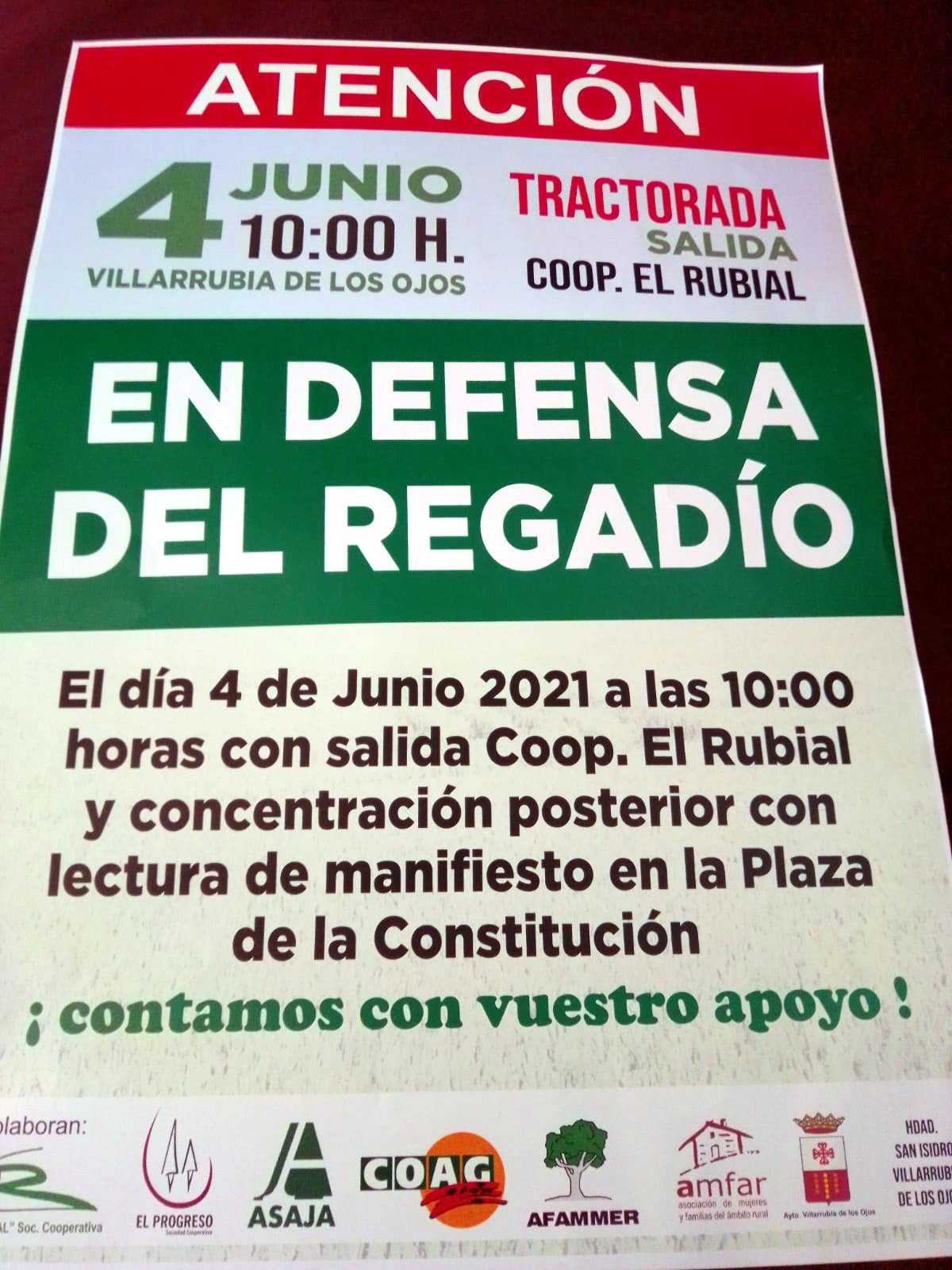 Convocan el viernes una tractorada en Villarrubia de los Ojos para defender el regadío del Alto Guadiana Convocan el viernes una tractorada en Villarrubia de los Ojos para defender el regadío del Alto Guadiana