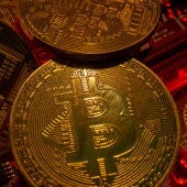 Representación de una moneda de bitcoin