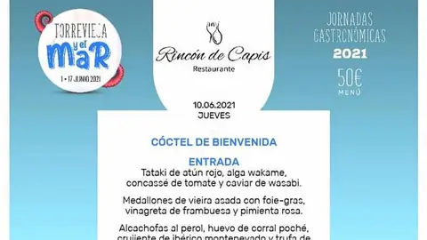 Pepe Cases, Chef del Restaurante Rincón de Capis, nos relata el menú que ofrecerá este Jueves 10 de Junio jornadas