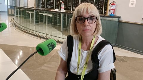 La montadora Julia Juaniz, durante su entrevista con Kin&oacute;tico en el Festival de M&aacute;laga