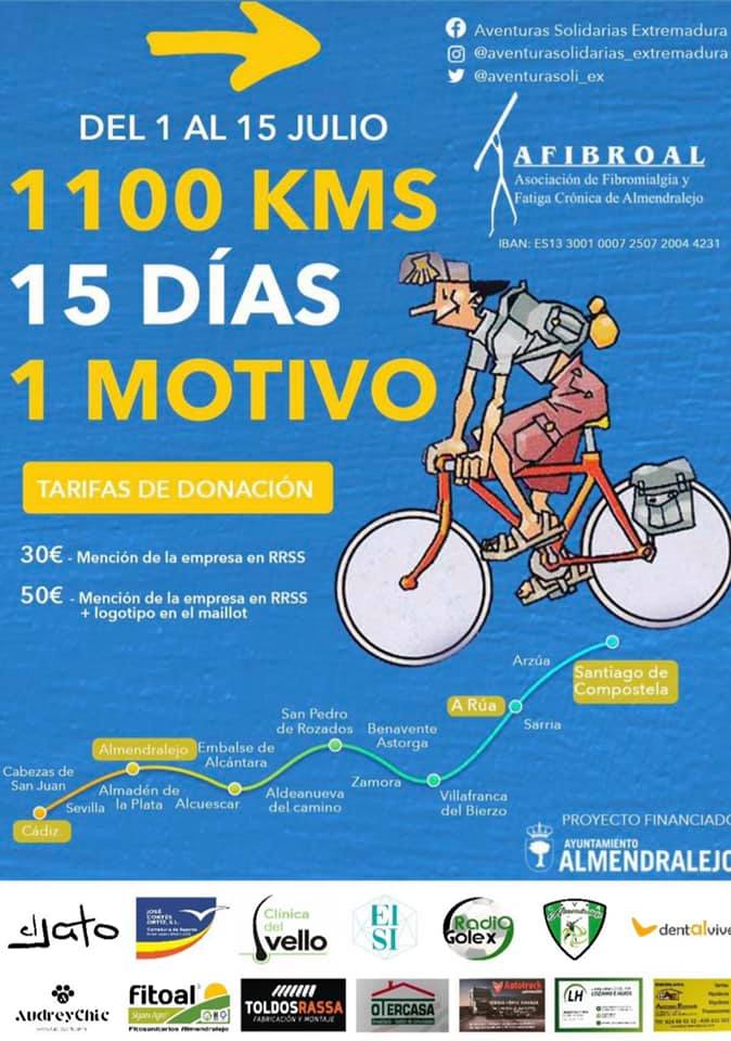 El almendralejenses Pedro Hierro irá desde Cádiz hasta Santiago en bici El almendralejenses Pedro Hierro irá desde Cádiz hasta Santiago en bici
