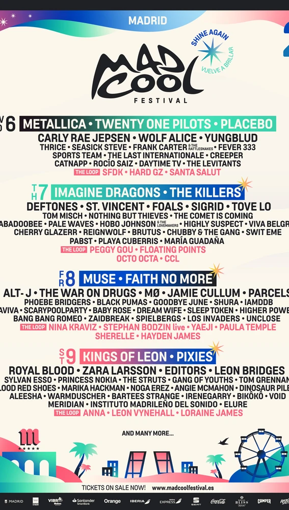 Mad Cool 2020: cartel por días Mad Cool 2020: cartel por días