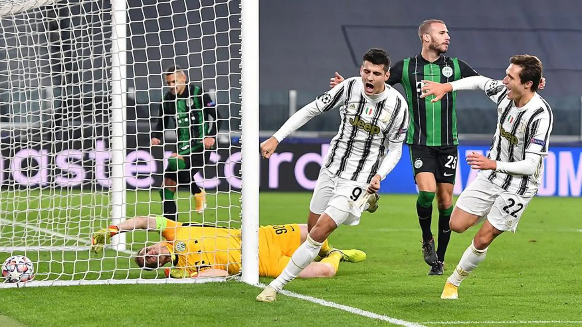 Álvaro Morata celebra un gol con la Juventus