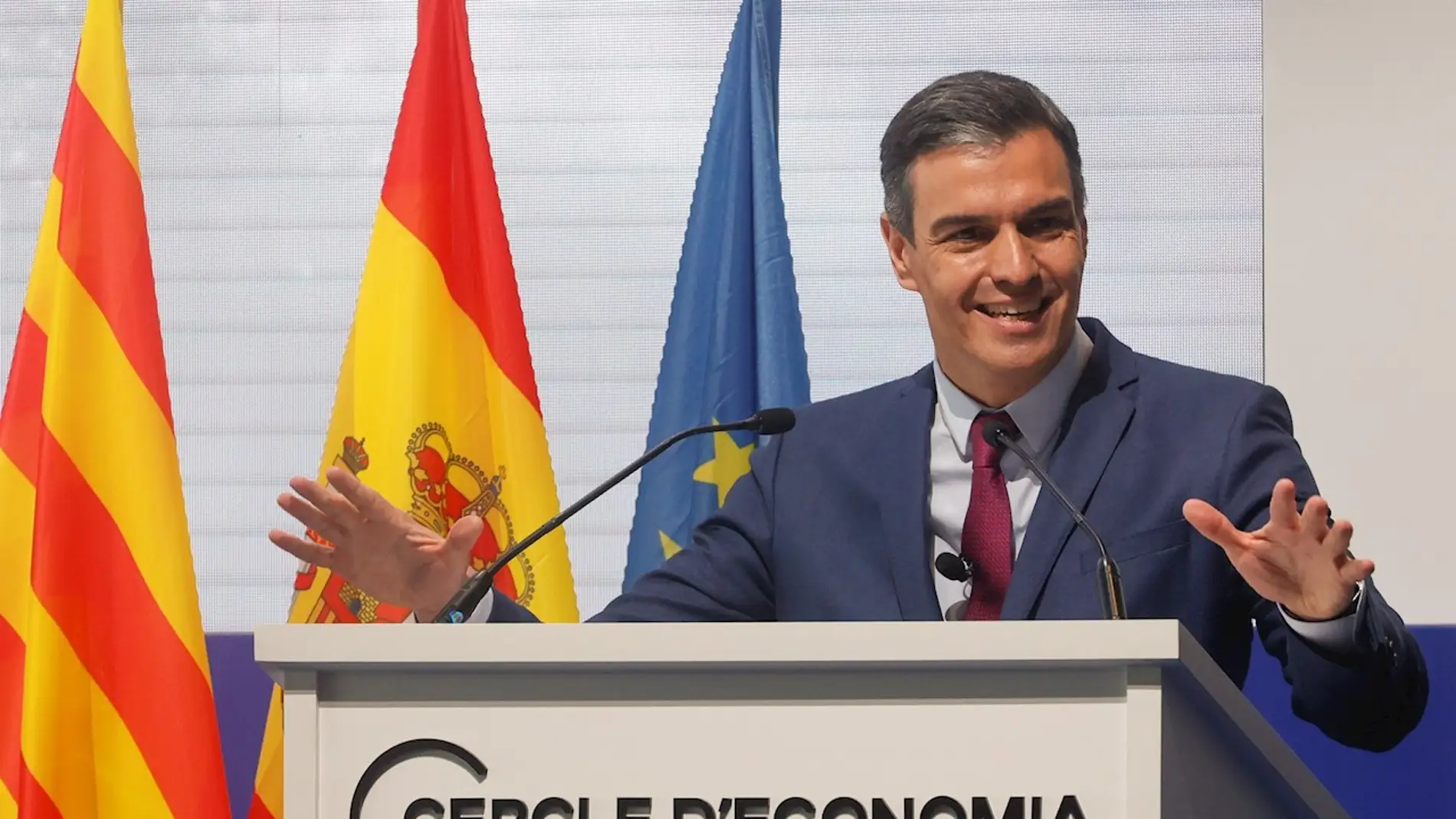 l presidente del Gobierno, Pedro Sánchez, durante su intervención en la clausura de la XXVI reunión del Cercle de Economía en Barcelona
