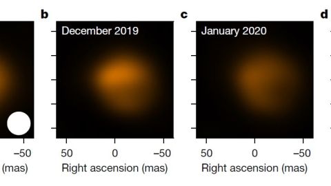  im&aacute;genes de Betelgeuse, correspondientes a su gran oscurecimiento de hace a&ntilde;o y medio.