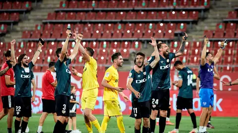 Los futbolistas del Rayo festejan el regreso a Primera División. Los futbolistas del Rayo festejan el regreso a Primera División.