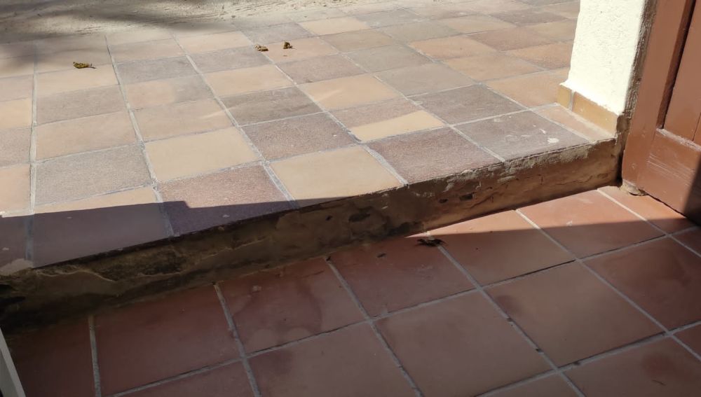 Escalón en el acceso principal de la sede de la Asociación Parkinson Elche.