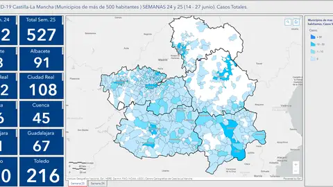 Mapa de la evolución del covid en las provincias de CLM Mapa de la evolución del covid en las provincias de CLM