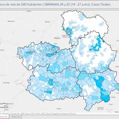Mapa de la evolución del covid en las provincias de CLM