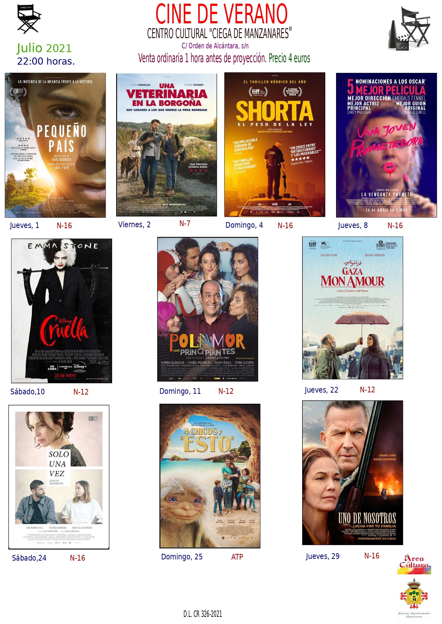 Con diez películas durante julio, Manzanares recupera el cine de verano Con diez películas durante julio, Manzanares recupera el cine de verano