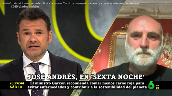El chef José Andrés, sobre la polémica de la carne: "No se puede hacer una campaña denigrando a una industria que genera mucho empleo" El chef José Andrés, sobre la polémica de la carne: "No se puede hacer una campaña denigrando a una industria que genera mucho empleo"