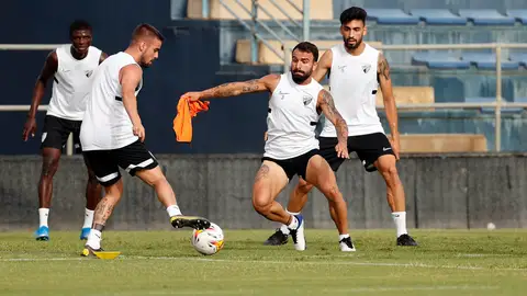 Un momento del entrenamiento del Málaga CF Coronavirus