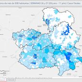 Mapa de la evolución del coronavirus la semana pasada en las provincias de CLM