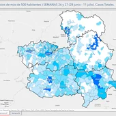 Mapa de la evolución del coronavirus la semana pasada en las provincias de CLM Mapa de la evolución del coronavirus la semana pasada en las provincias de CLM