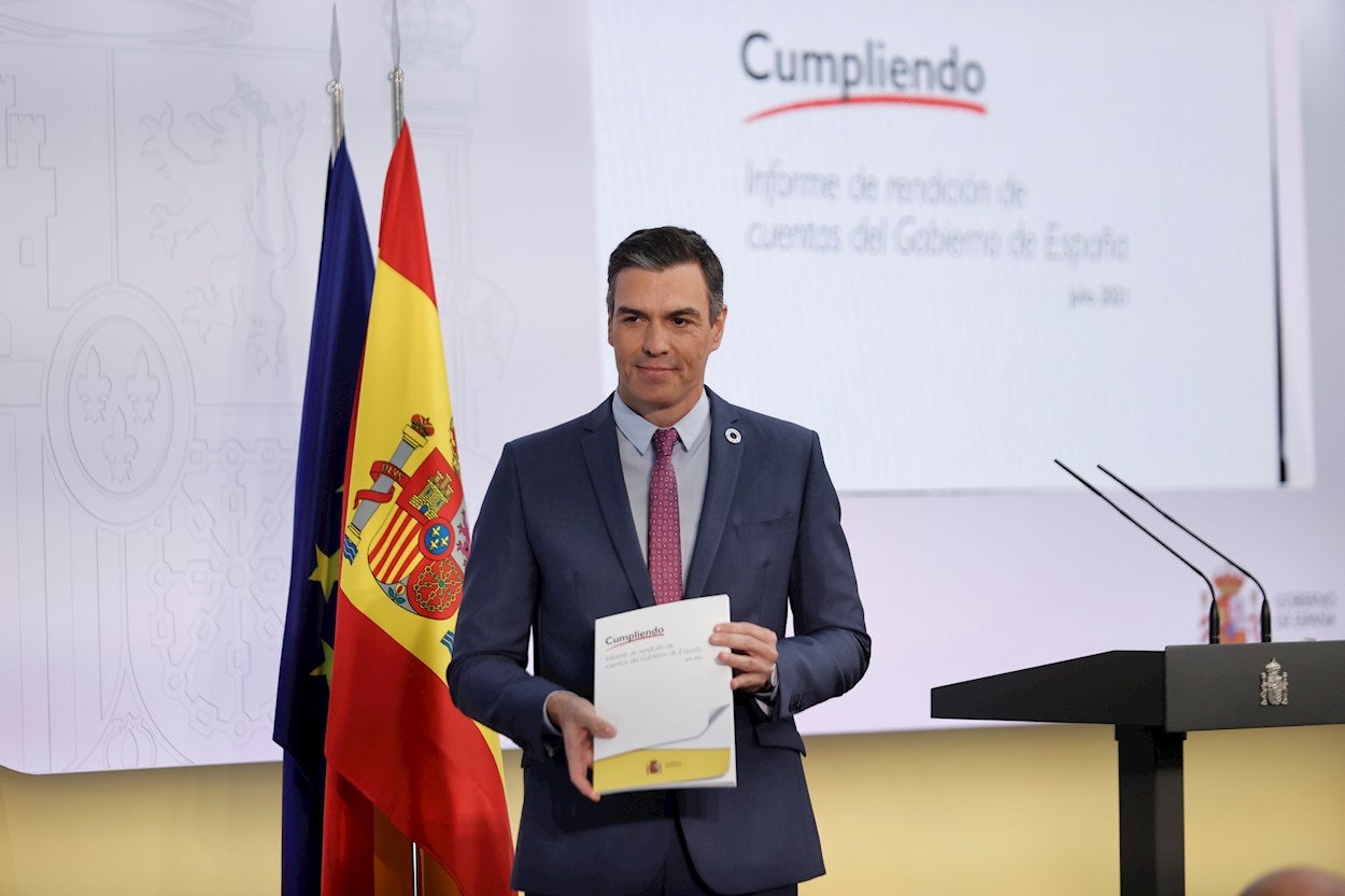 Pedro Sánchez: "El Gobierno ha iniciado casi la totalidad de sus 1.463 compromisos y ha cumplido uno de cada tres" Pedro Sánchez: "El Gobierno ha iniciado casi la totalidad de sus 1.463 compromisos y ha cumplido uno de cada tres"