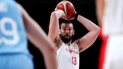 Marc Gasol durante un partido con la selección española