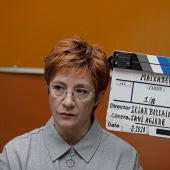 La actriz Blanca Portillo, caracterizada como Maixabel Lasa en el rodaje de la película 'Maixabel', de Icíar Bollain