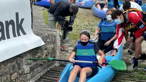 La Consejera a punto de remar en el Sella La Consejera a punto de remar en el Sella