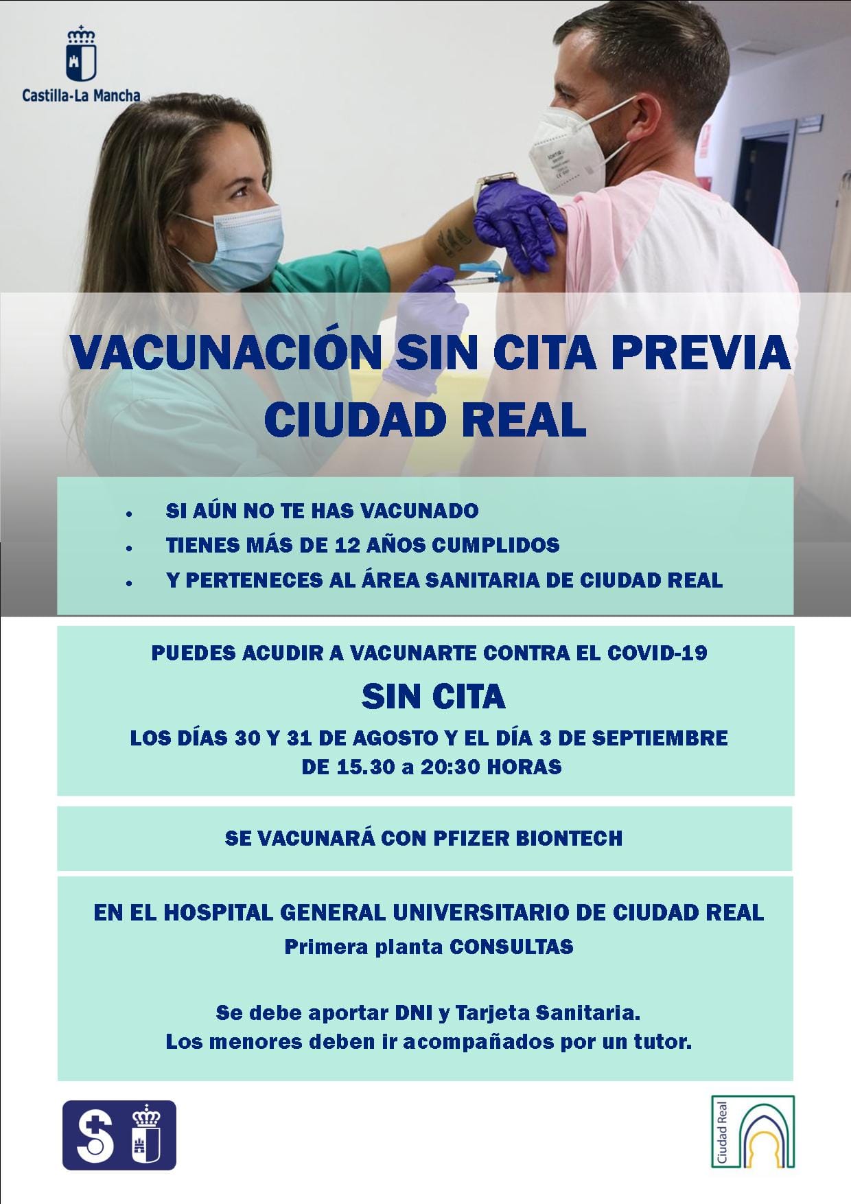 El Hospital de Ciudad Real fija 3 días para una vacunación masiva contra el covid sin cita previa El Hospital de Ciudad Real fija 3 días para una vacunación masiva contra el covid sin cita previa
