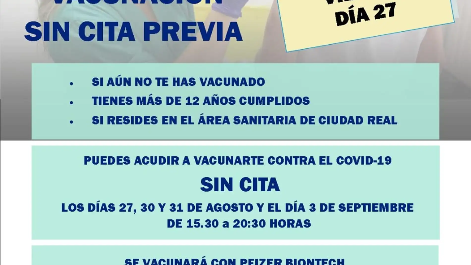 El viernes también habrá vacunación sin cita en el Hospital de Ciudad Real
