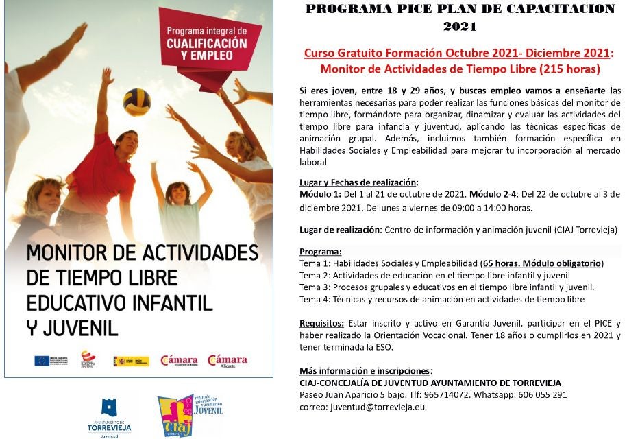 Plazo de inscripción para el curso de monitor de actividades tiempo libre educativo infantil y juvenil Plazo de inscripción para el curso de monitor de actividades tiempo libre educativo infantil y juvenil