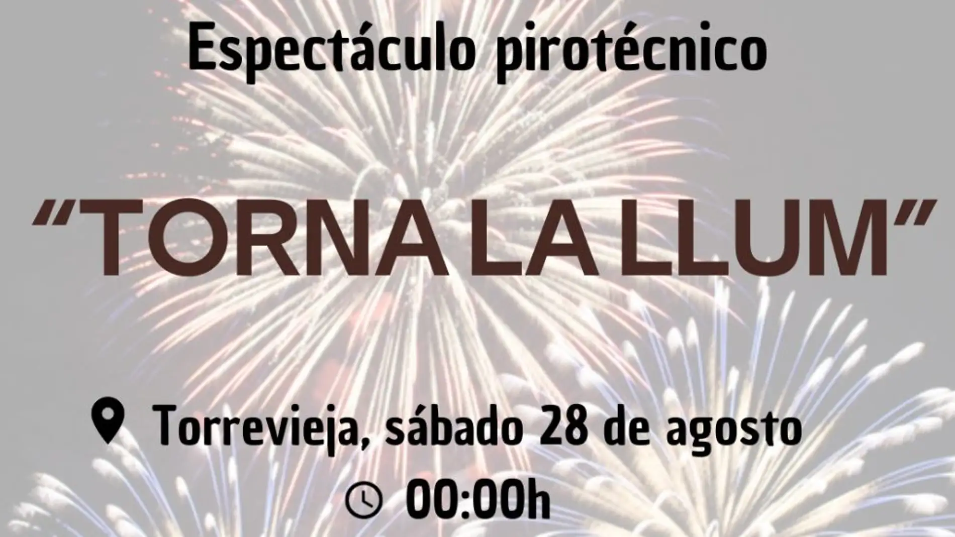 Torrevieja acoge este sábado un castillo de fuegos artificiales dentro del programa "Torna la Llum" de la diputación 