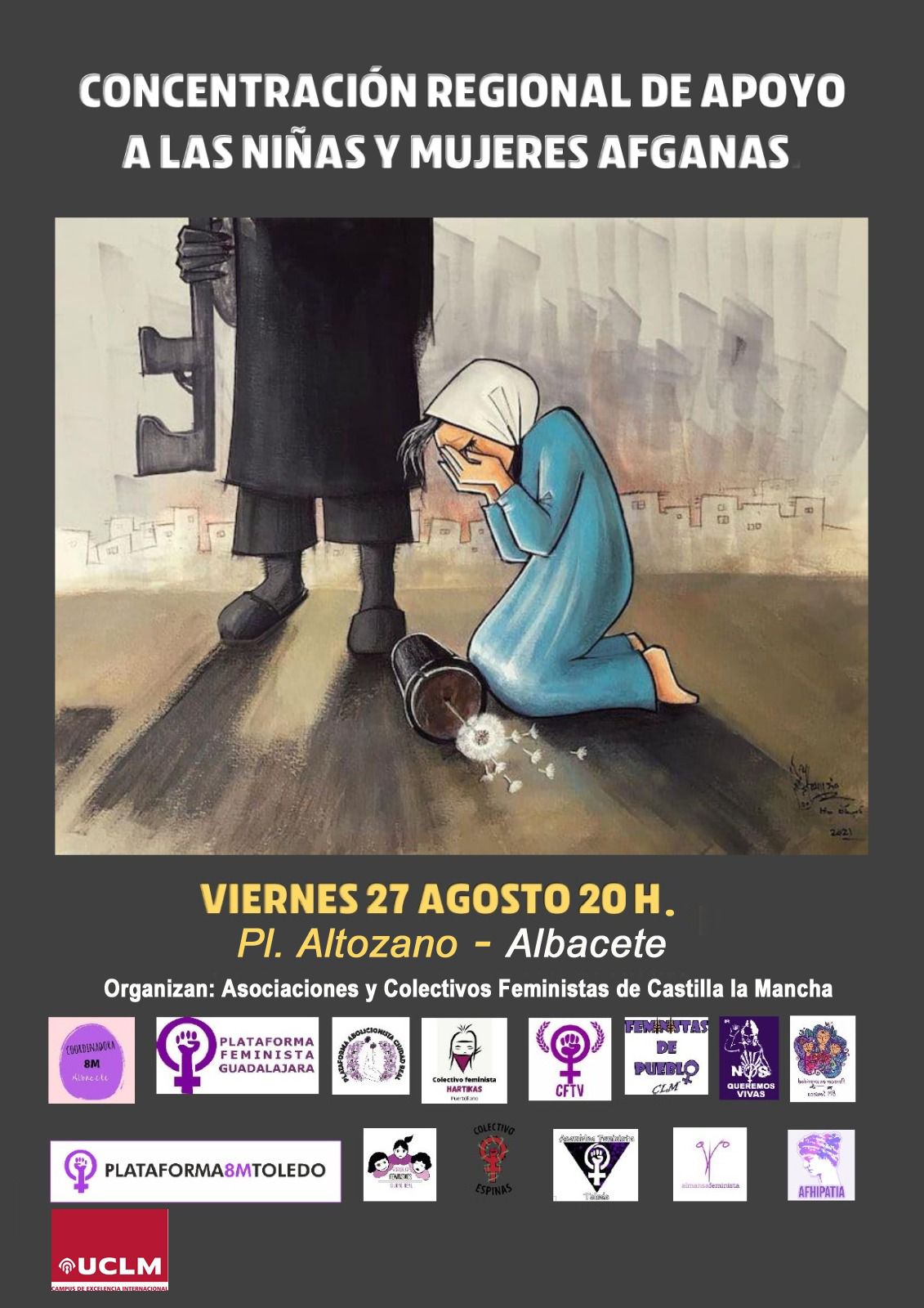 Hoy a las 20:00h habrá una concentración de apoyo a las niñas y mujeres afganas, en la Plaza del Altozano Hoy a las 20:00h habrá una concentración de apoyo a las niñas y mujeres afganas, en la Plaza del Altozano