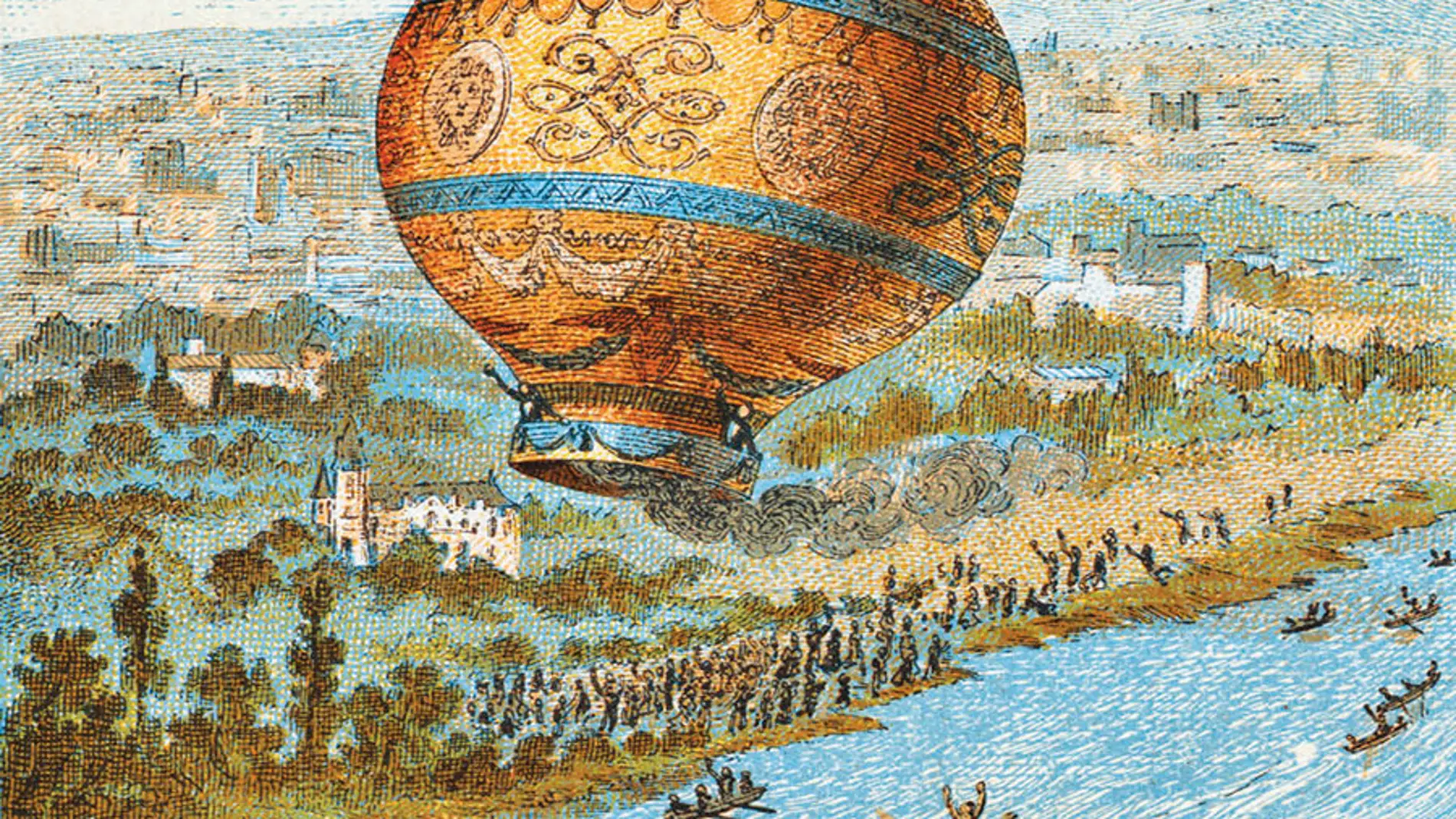 En 1783 los hermanos Montgolfier lanzan un globo al espacio en París que recorre 20 km en 45 minutos 