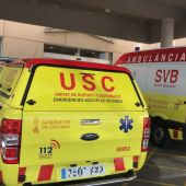 El Vehículo de Intervención Rápida (VIR) de Elche en el área de Urgencias del Hospital Universitario del Vinalopó.