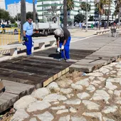 Operarios realizan labores de arreglo en Puntales Operarios realizan labores de arreglo en Puntales