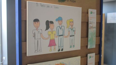 Dibujos de uno de los paneles de la exposici&oacute;n.