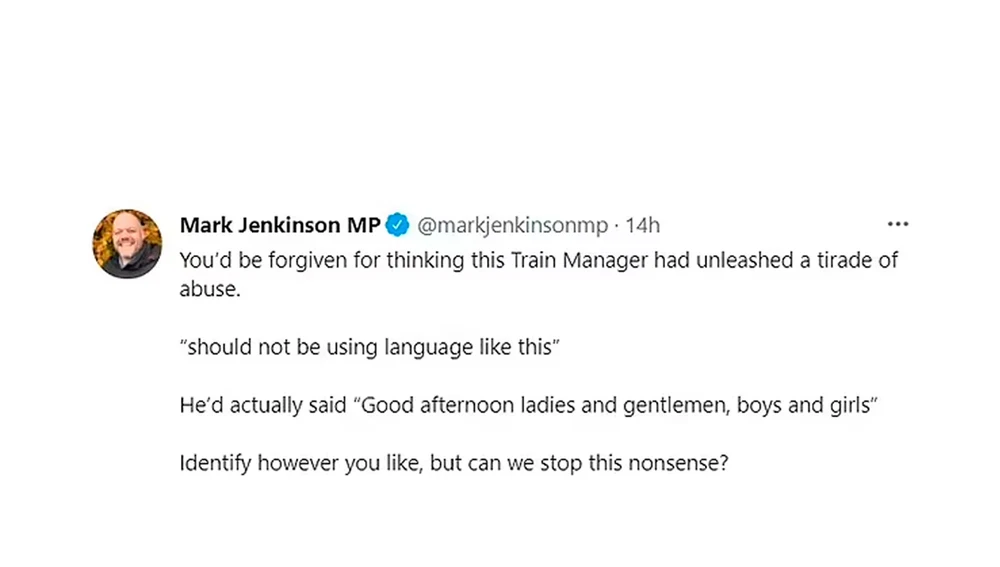 Tuit del diputado conservador, Mark Jenkinson