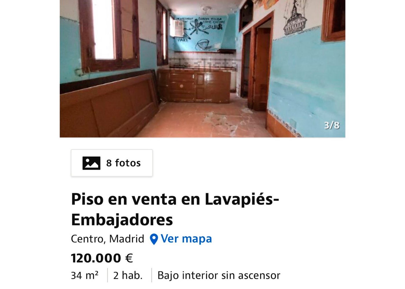 El 'increíble' piso en Lavapiés que se vende en Idealista como una "magnífica oportunidad" El 'increíble' piso en Lavapiés que se vende en Idealista como una "magnífica oportunidad"