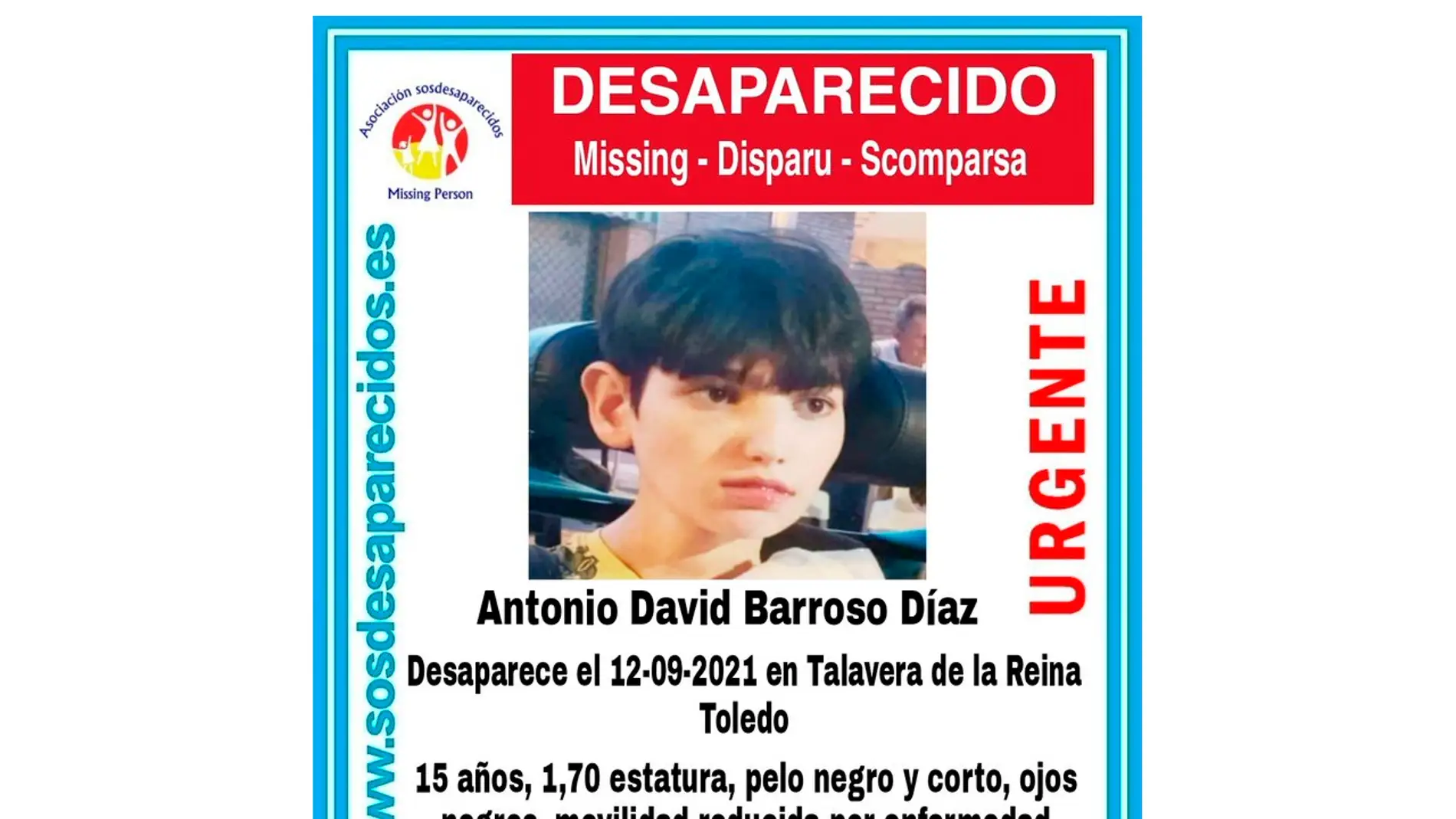 Antonio David Barroso, el menor con discapacidad desaparecido en Morón de la Frontera