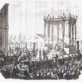 Grabado que recoge la inauguración del 16 de septiembre de 1861