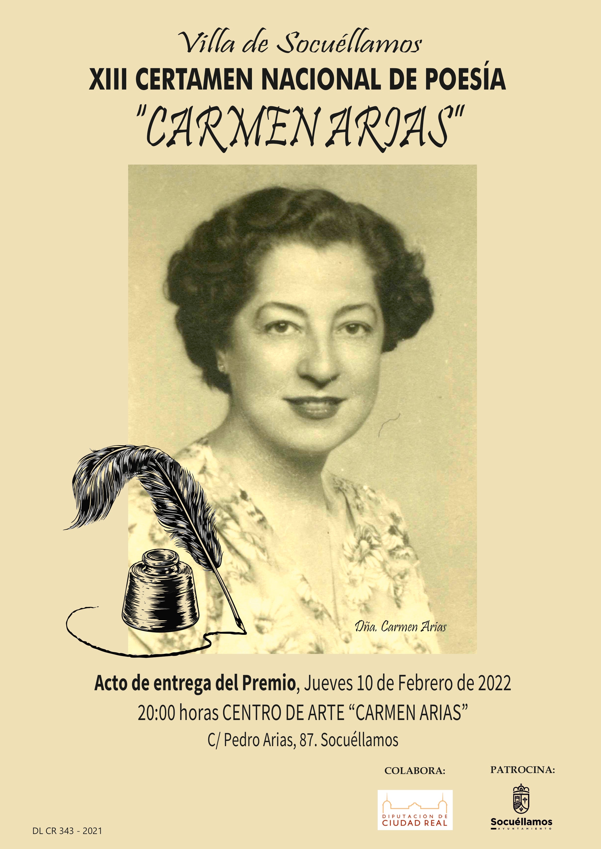 El XIII Certamen Nacional de Poesía Carmen Arias entregará un único premio de 1.500 Euros El XIII Certamen Nacional de Poesía Carmen Arias entregará un único premio de 1.500 Euros
