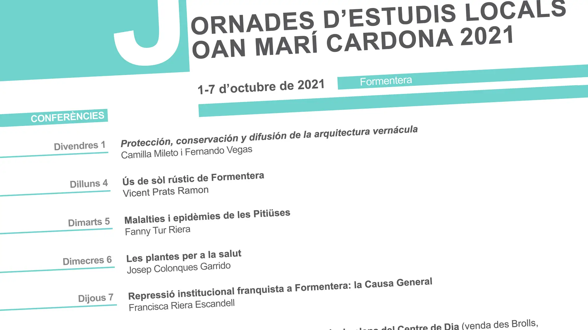 Vuelven a Formentera las Jornadas de Estudios Locales Joan Marí Cardona 
