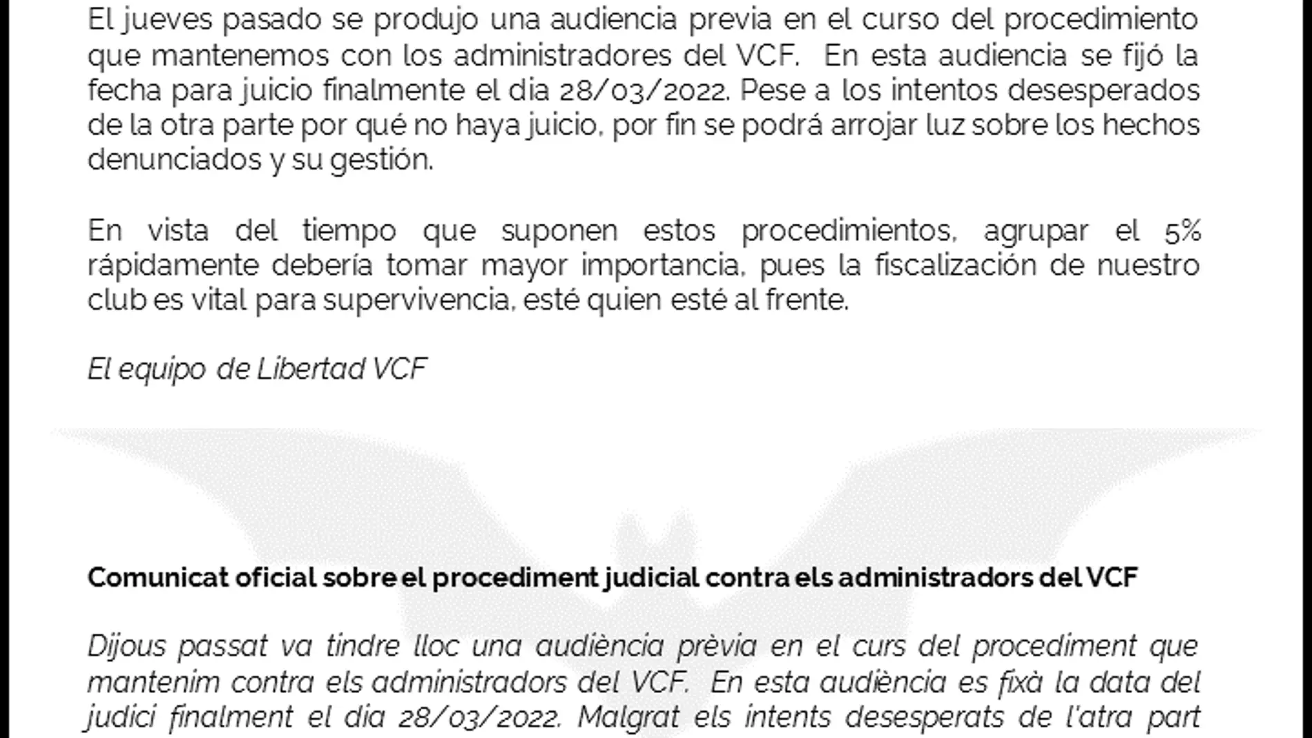 El 28 de marzo Libertad sentará al Valencia de Merion en los juzgados